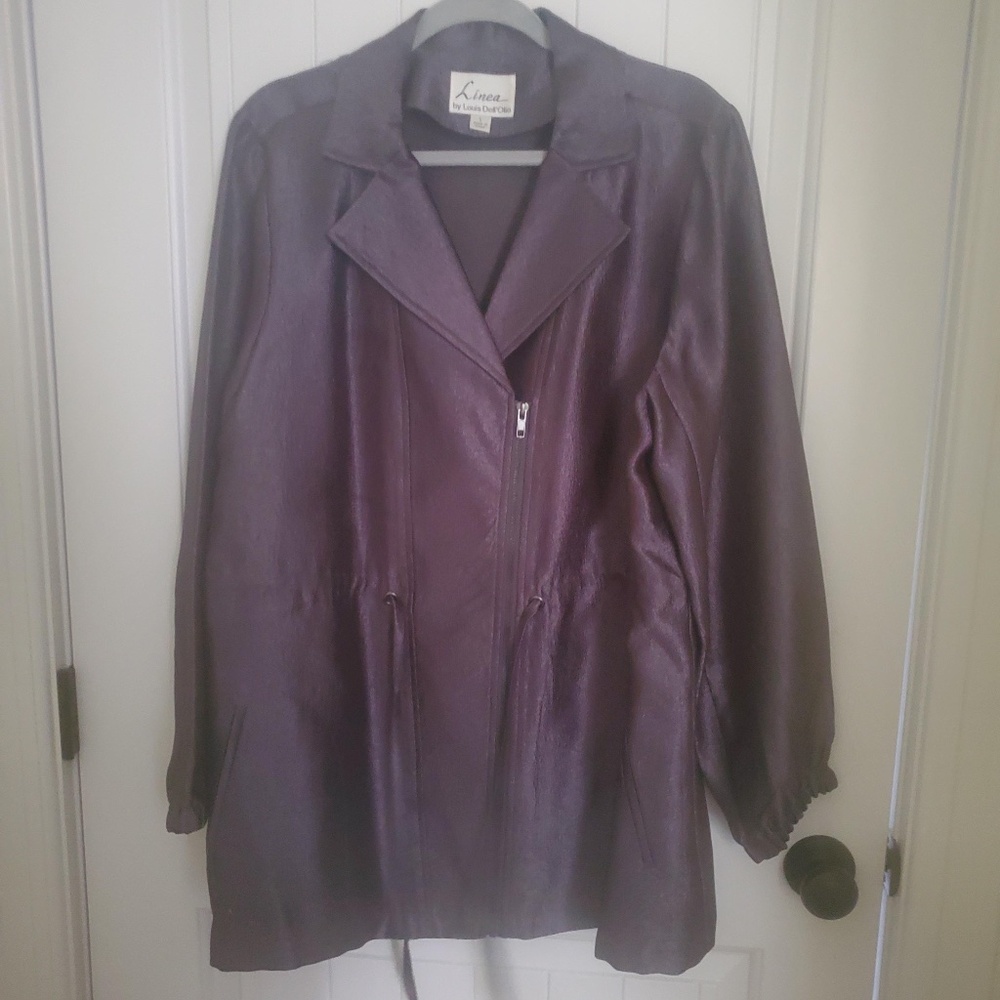 LINEA BY LOUIS DELLOLIO BLACK ZIPPERED V-NECK JACKET - SIZE LARGE